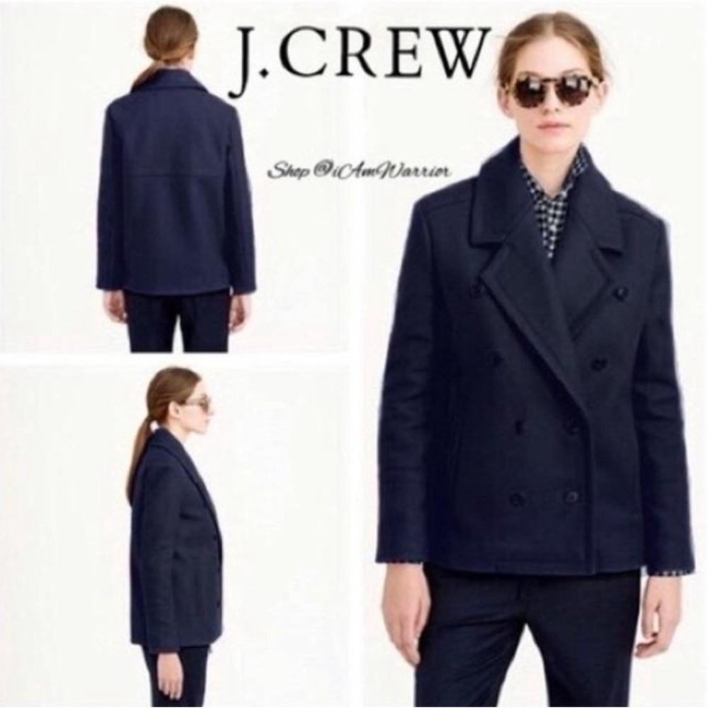 J. Crew Melton Wool Peacoat Navy Blue 8T
